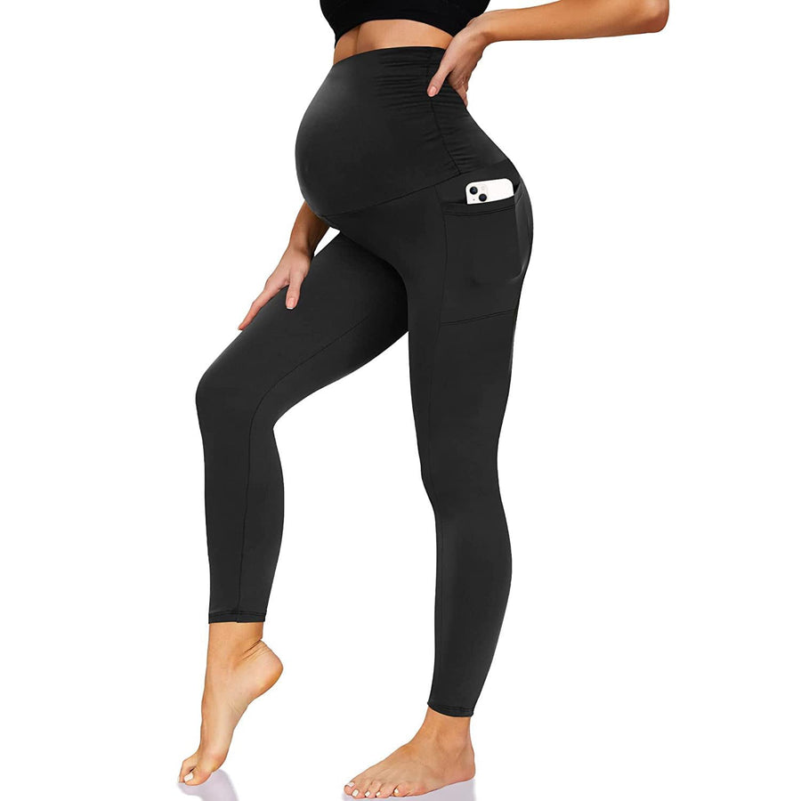 M2M STYLE Women's Maternity Leggings - Over-the-Belly Support with Pockets