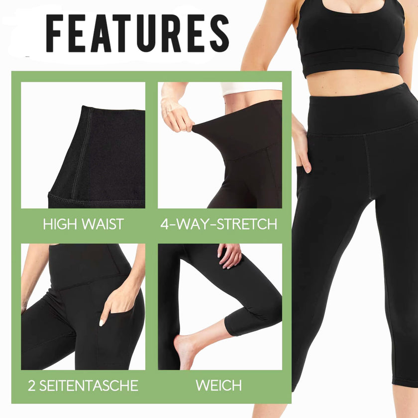 M2M STYLE Women's High Waisted Capri Leggings with Pockets