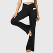 M2M STYLE Women's Crossover Flare Leggings with Pockets