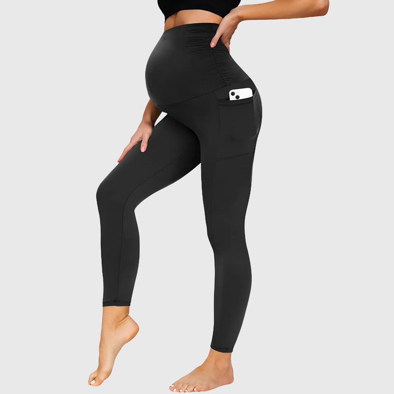 M2M STYLE Women's Maternity Leggings - Over-the-Belly Support with Pockets