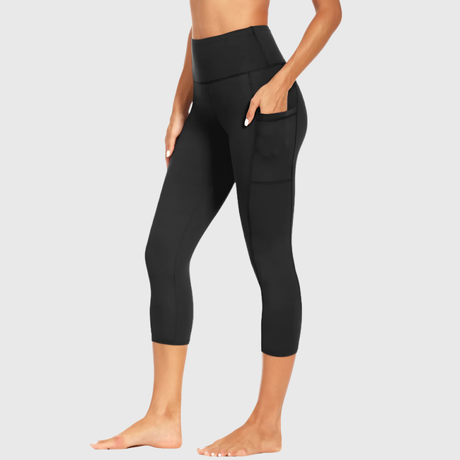 M2M STYLE Women's High Waisted Capri Leggings with Pockets