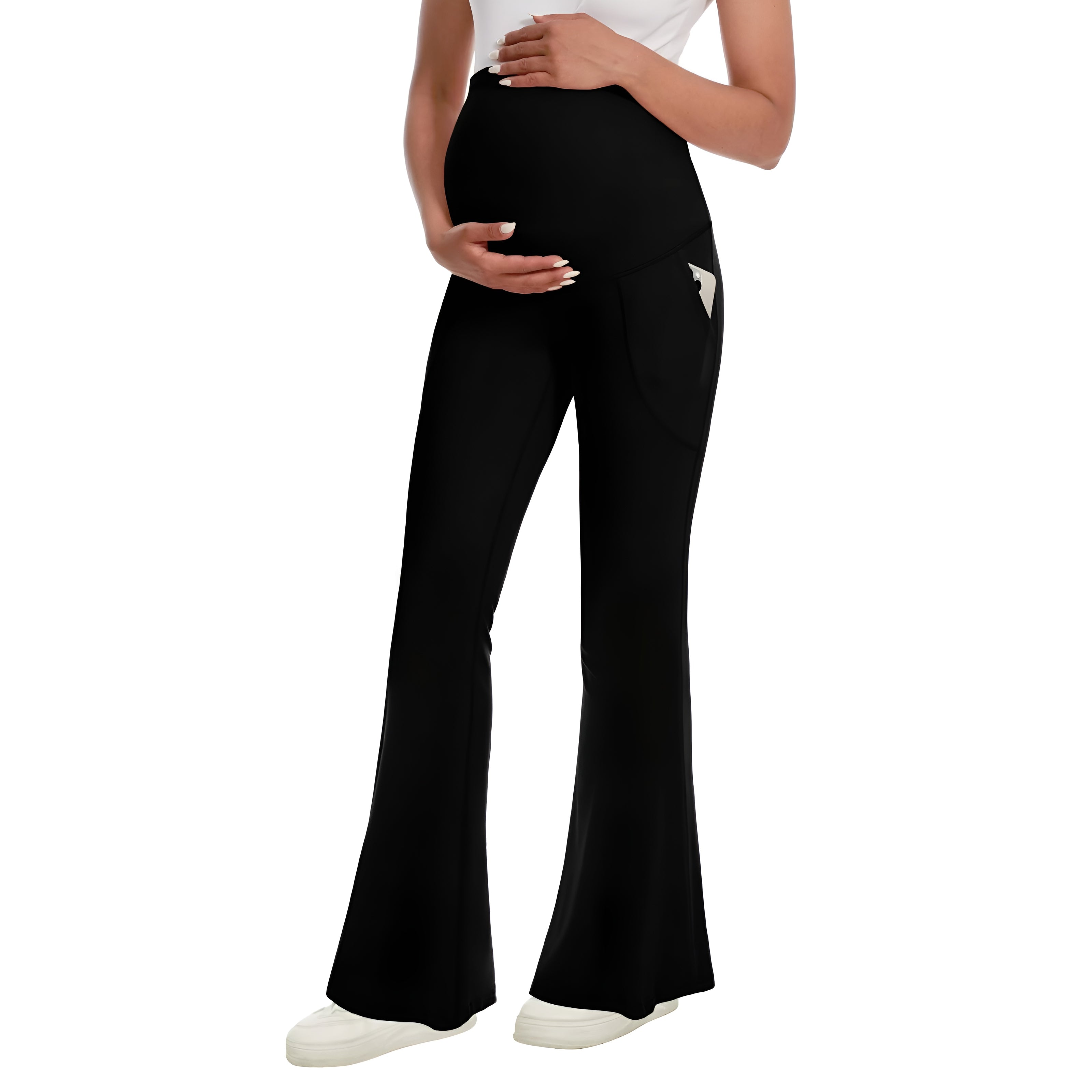 M2M STYLE Women's Maternity Flare Leggings with Pockets