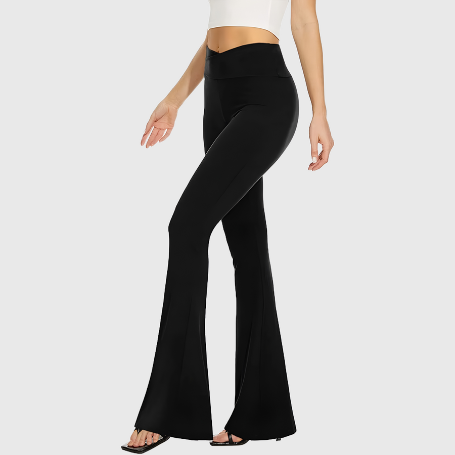 M2M STYLE Women's Crossover Flare Leggings with Pockets