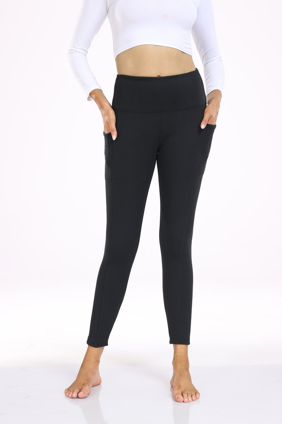 M2M STYLE Women's Thermal Fleece Lined Leggings with Pockets