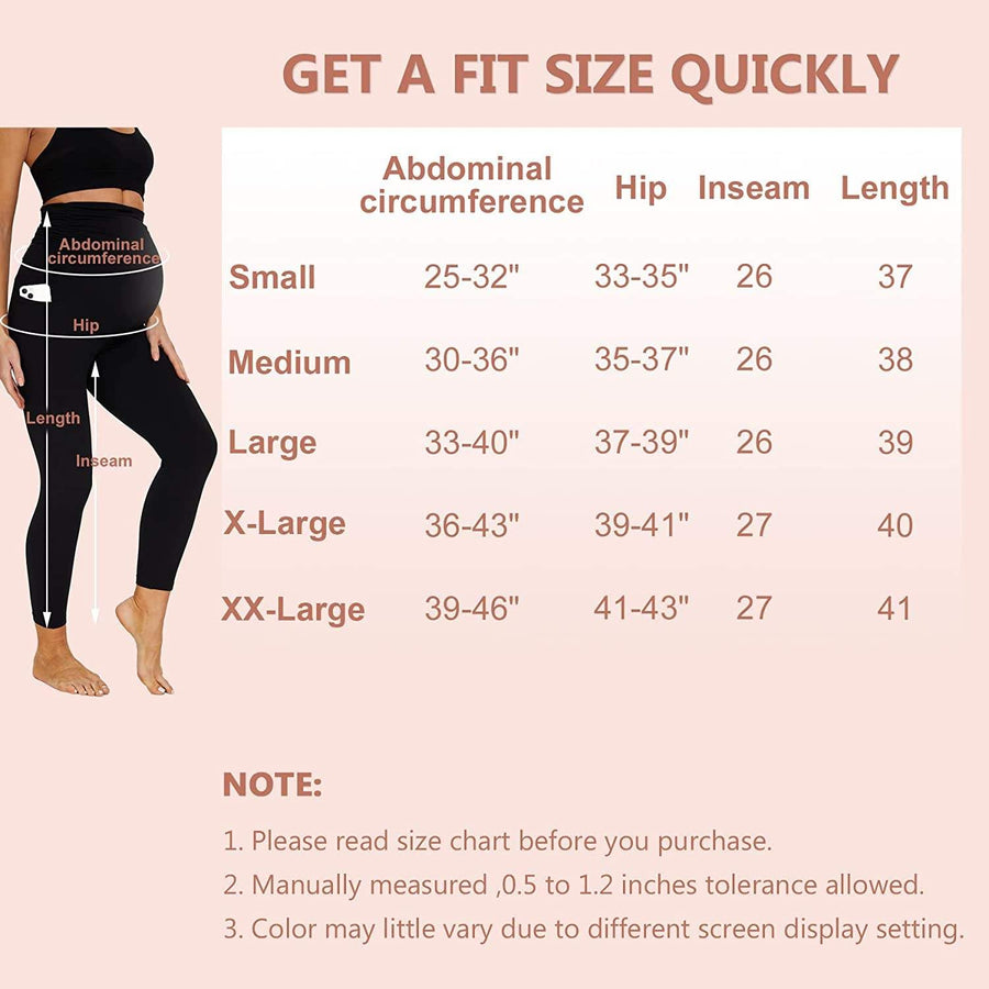 M2M STYLE Women's Maternity Leggings - Over-the-Belly Support with Pockets