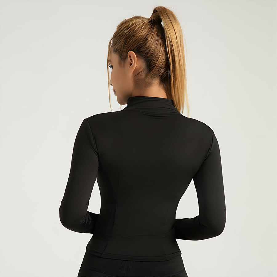 M2M STYLE Women's Cropped Zip Up Workout Jacket with Thumbholes