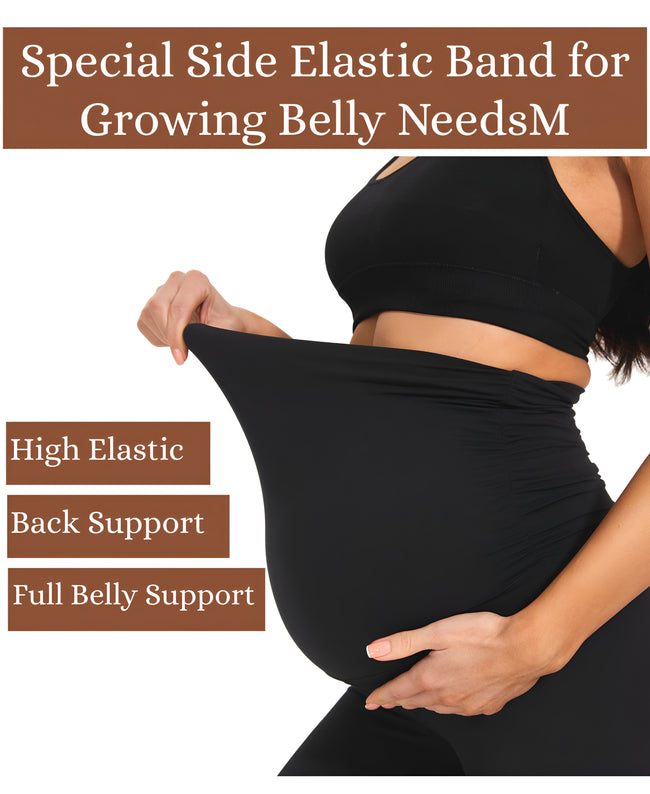 M2M STYLE Women's Maternity Fleece Lined Leggings with Pockets