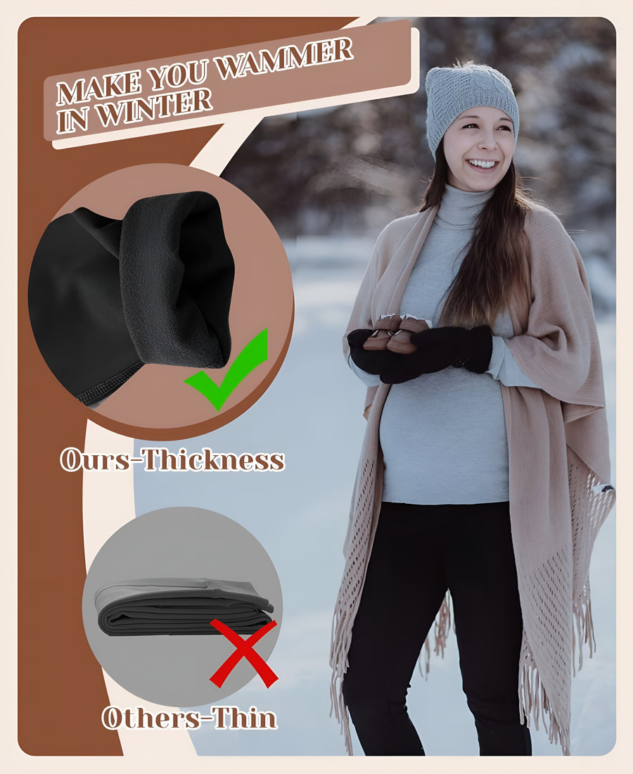 M2M STYLE Women's Maternity Fleece Lined Leggings with Pockets