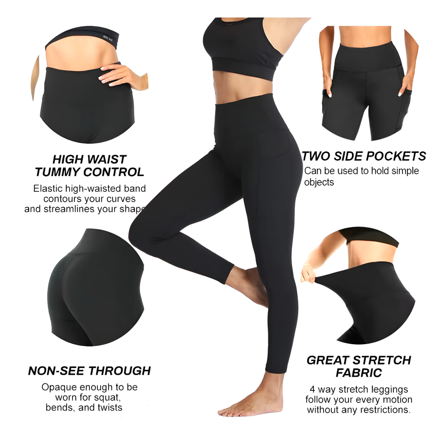 M2M STYLE Women's High Waisted Leggings with Pockets