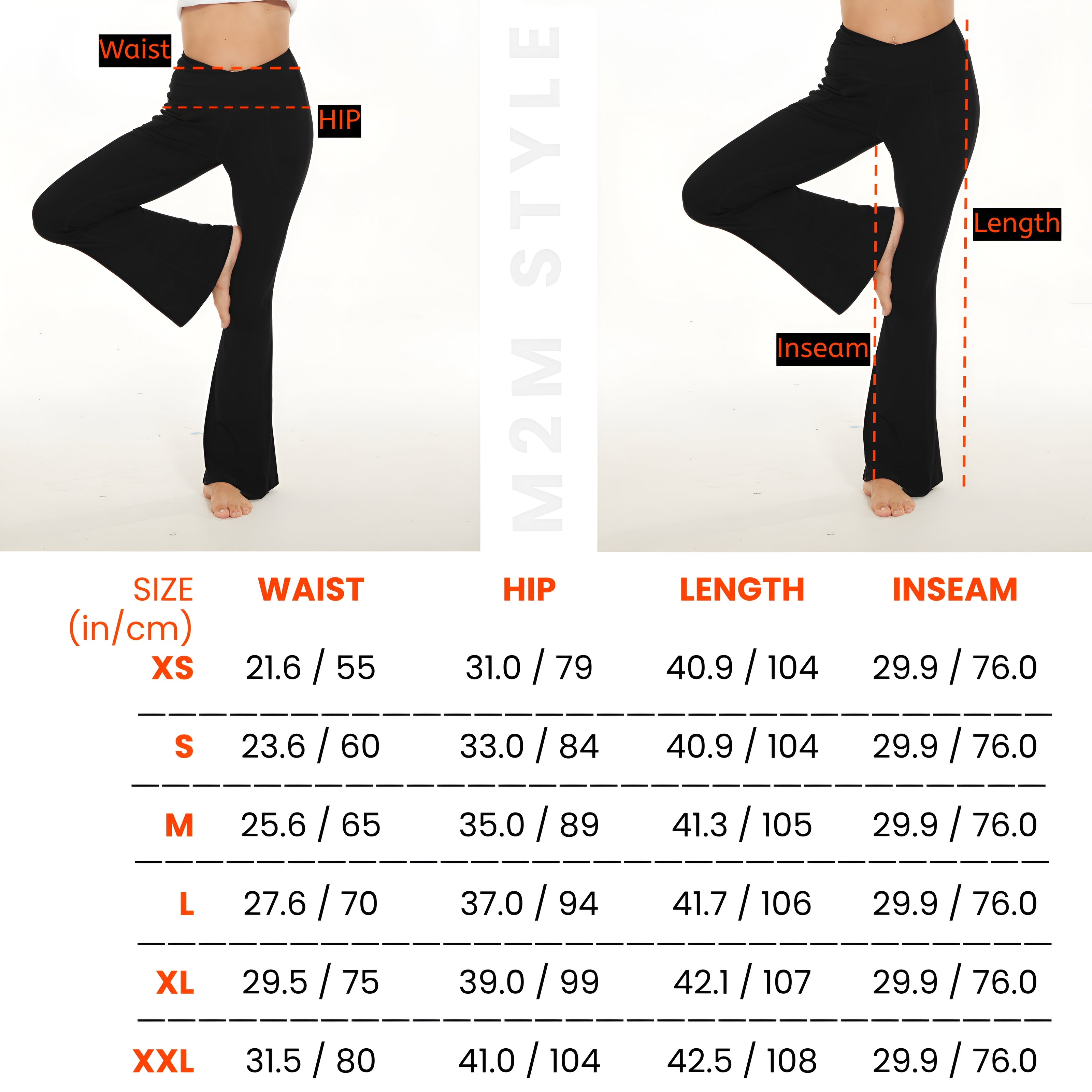 M2M STYLE Women's Crossover Flare Leggings with Pockets