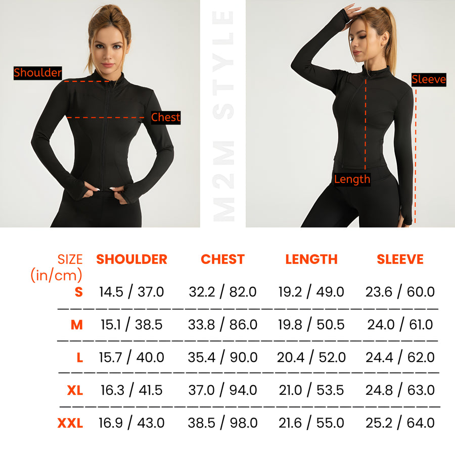 M2M STYLE Women's Cropped Zip Up Workout Jacket with Thumbholes