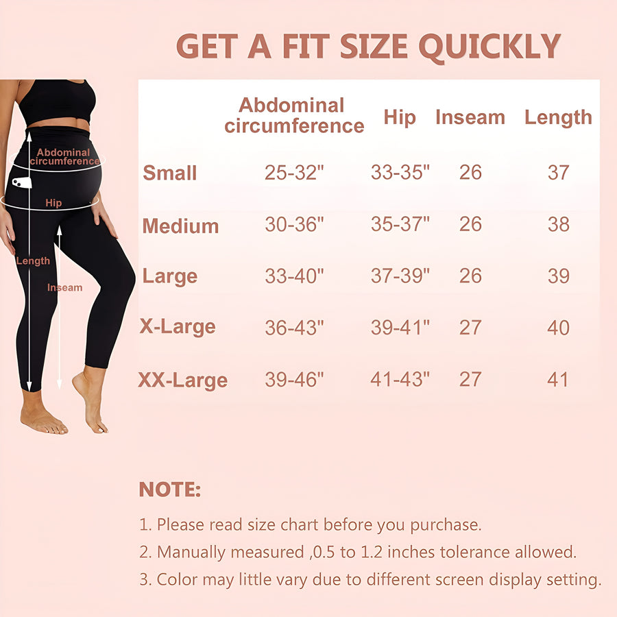 M2M STYLE Women's Maternity Leggings - Over-the-Belly Support with Pockets