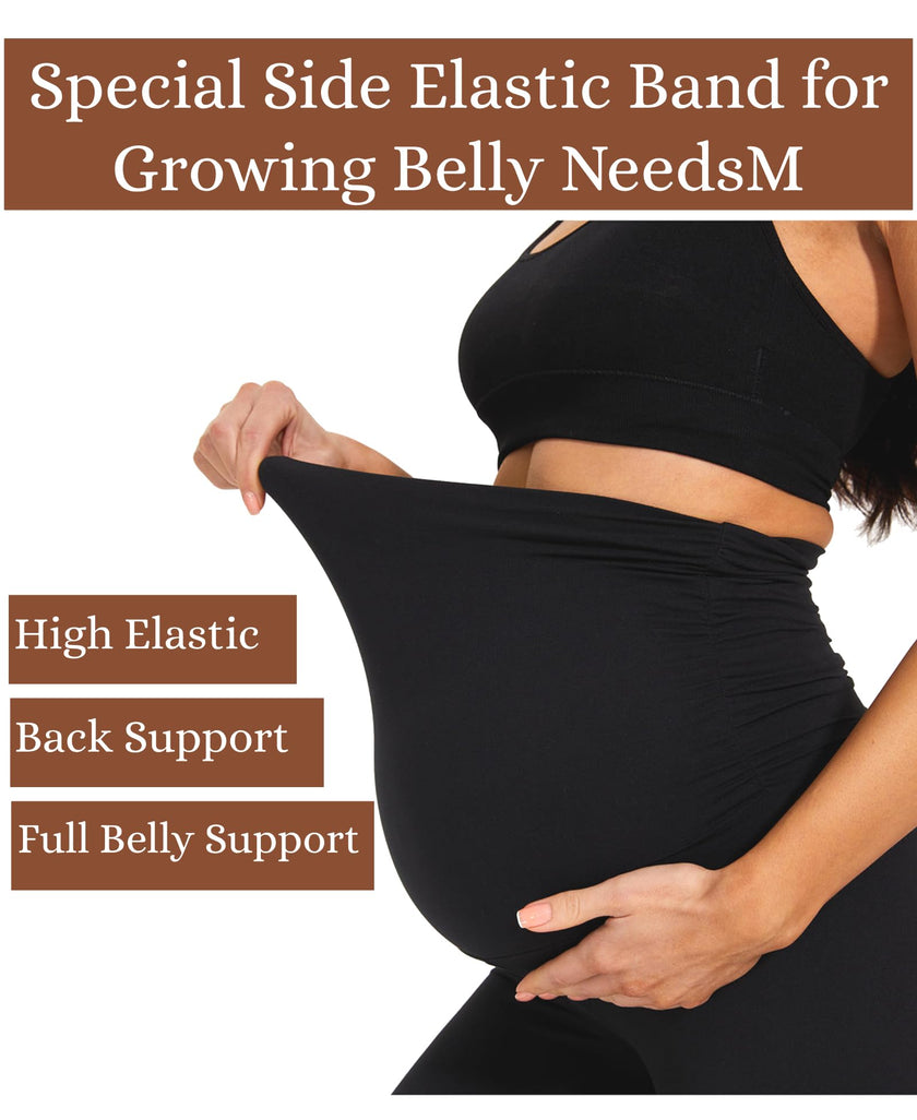 M2M STYLE Women's Maternity Fleece Lined Leggings with Pockets