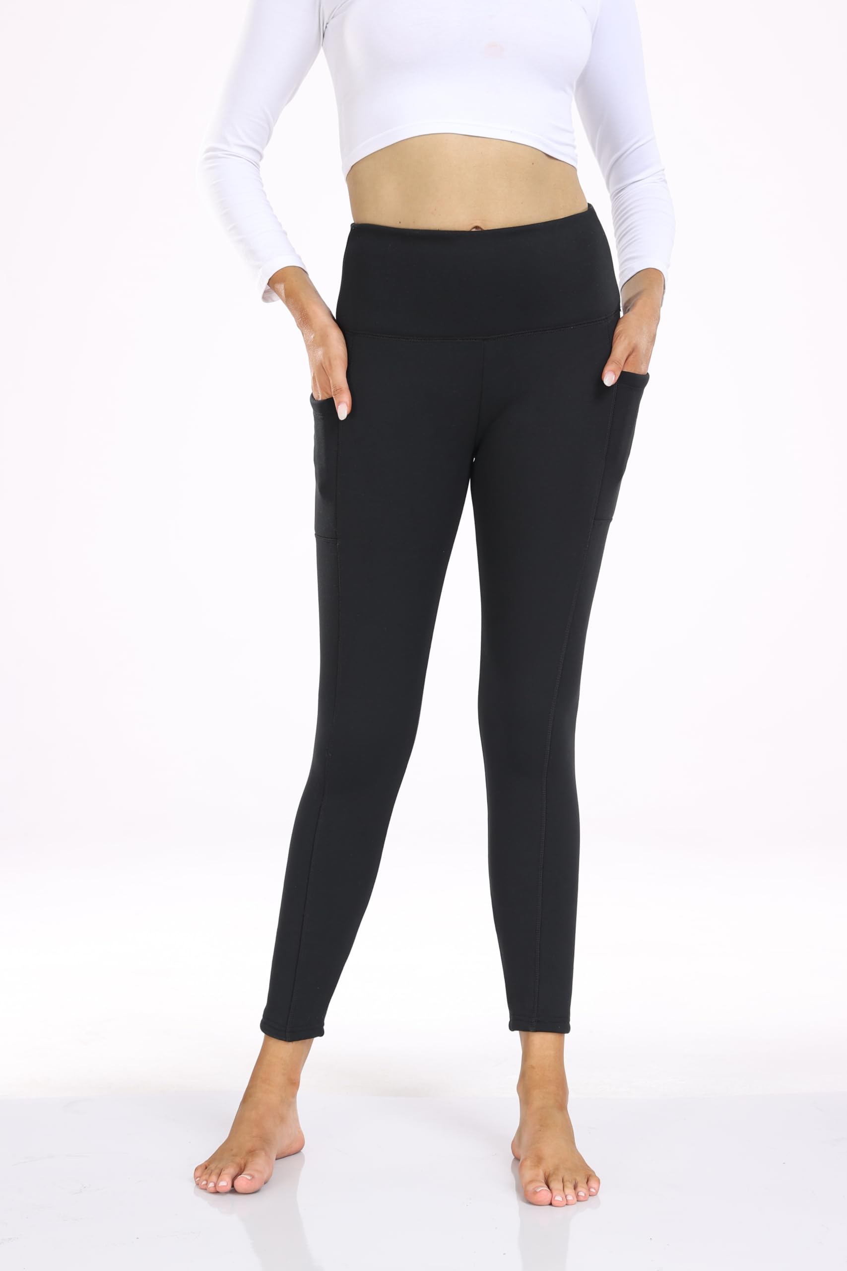 M2M STYLE Women's Thermal Fleece Lined Leggings with Pockets