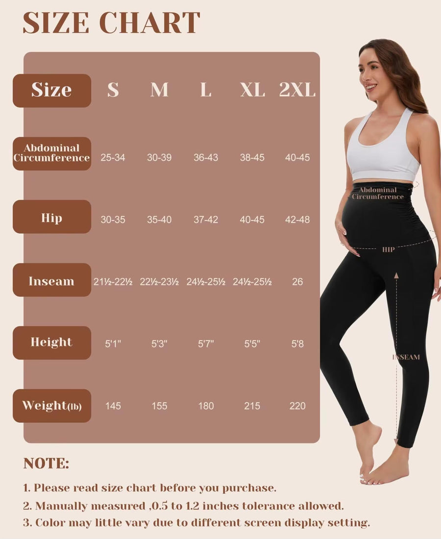 M2M STYLE Women's Maternity Fleece Lined Leggings with Pockets