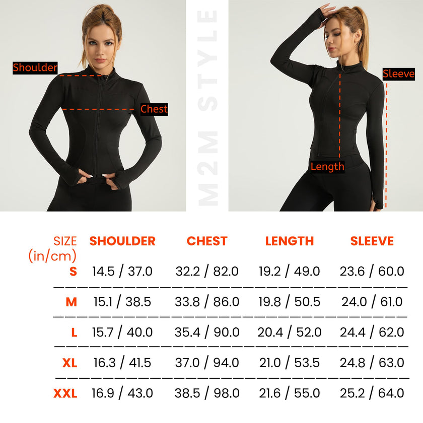 M2M STYLE Women's Cropped Zip Up Workout Jacket