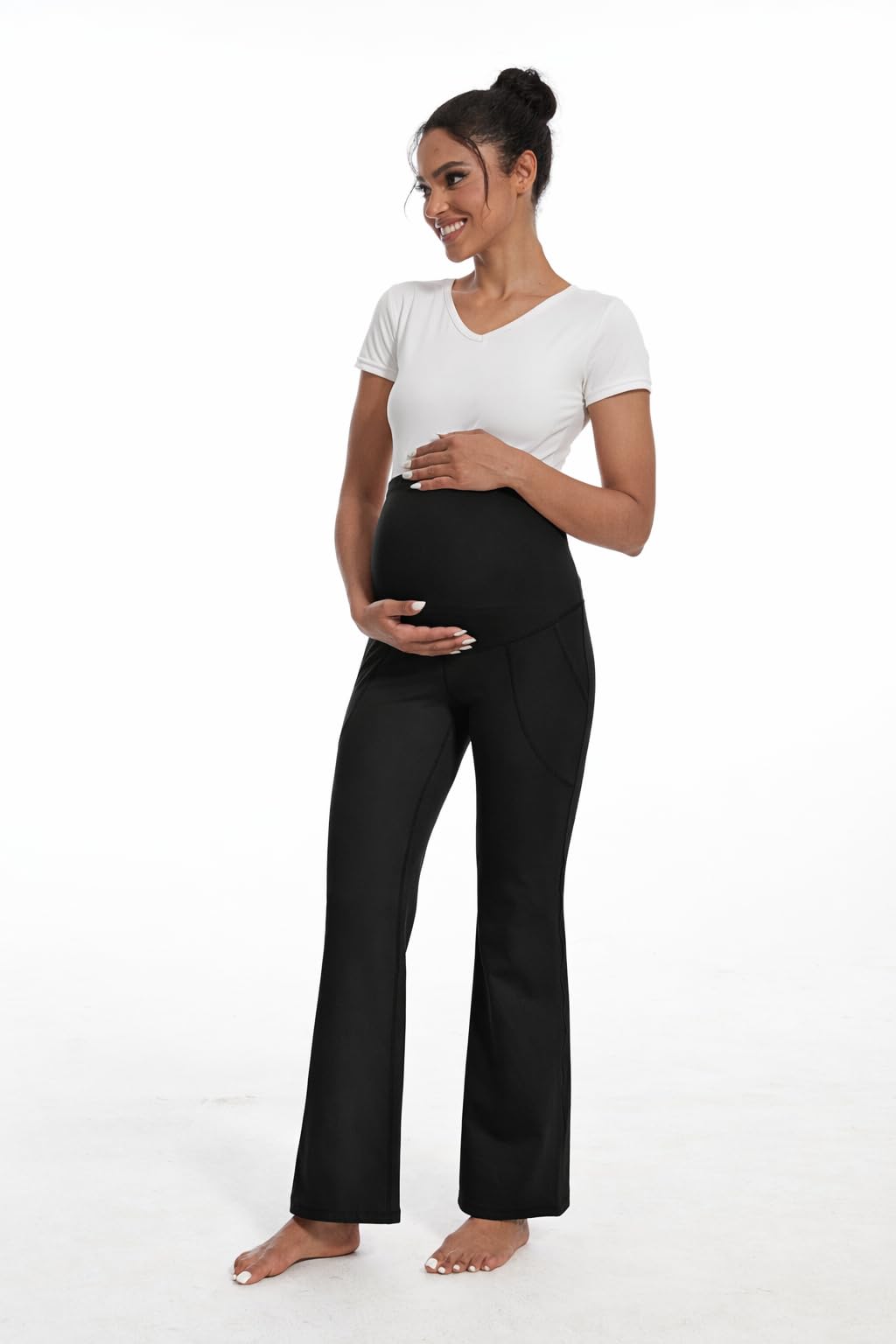 M2M STYLE Women's Maternity Flare Leggings with Pockets