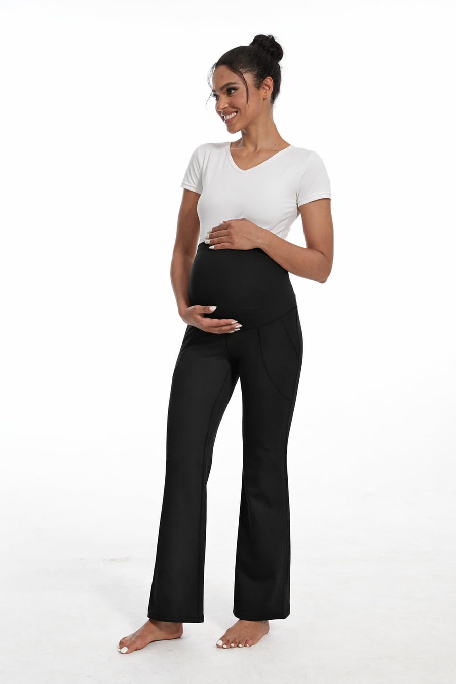 M2M STYLE Women's Maternity Flare Leggings with Pockets
