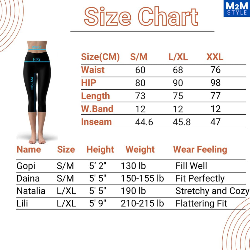 M2M STYLE Women's High Waisted Capri Leggings with Pockets