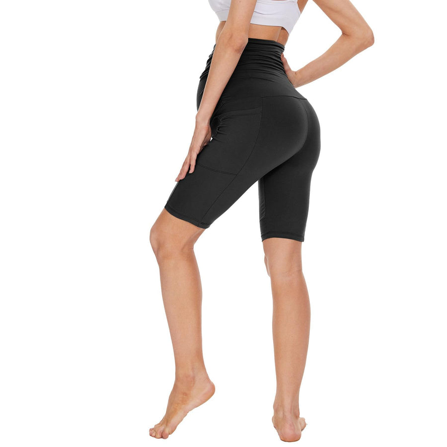 M2M STYLE Women's Maternity Shorts - Over-the-Belly Support with Pockets
