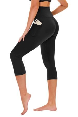 High Waisted Capri Leggings for Women – Yoga Pants with Tummy Control & Pockets – Workout, Fitness, Gym, Running & Lounge
