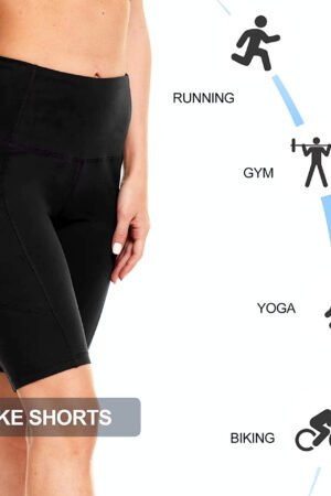 High Waisted Tummy Control Yoga Shorts for Women - 4-Way Stretch Workout Biker Short with Pockets | Shorts for Fitness, Running & Gym